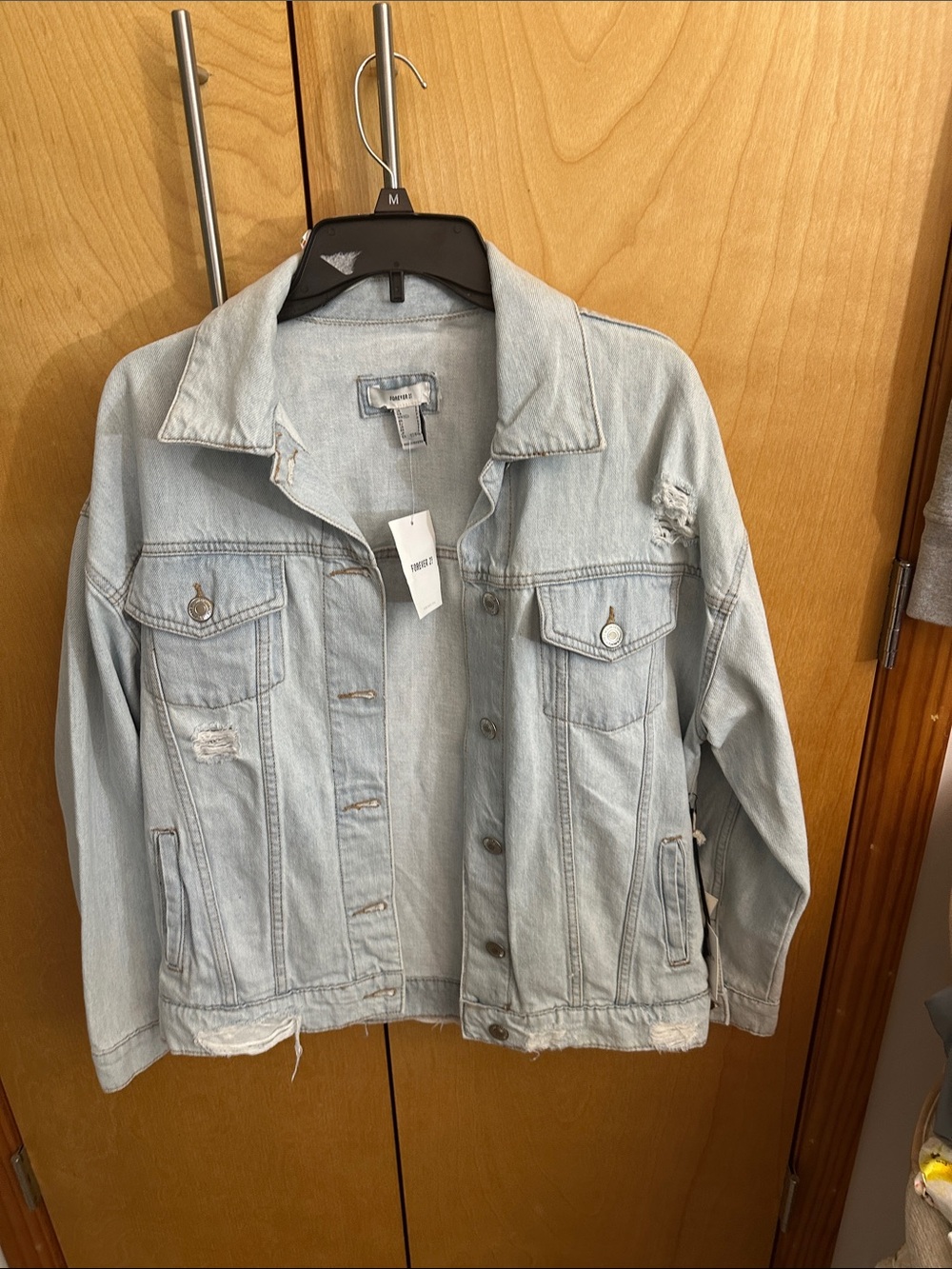 Light Wash Distressed Denim Jacket - nwt oversized fits up to large